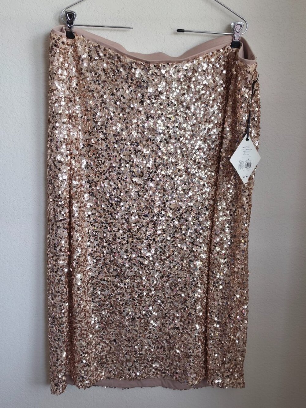 Ava & Viv Rose Gold Sequin Midi Skirt NWT 2X